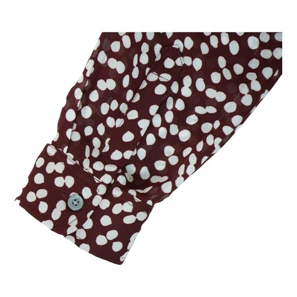 Banana Republic‎ Blouse Polka Dot Peplum Burgundy Maroon Size Small - Picture 6 of 6